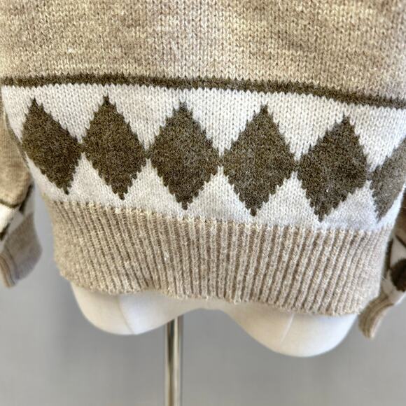 Vintage 70s Ambassador brown diamond argyle sweater size XL - Picture 3 of 13